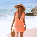 Women's 2026 Ripple Crochet Hollow Out Deep V Beach Maxi Dress – Sheer Bikini Cover Up Swimsuit Coverup for Summer Vacation